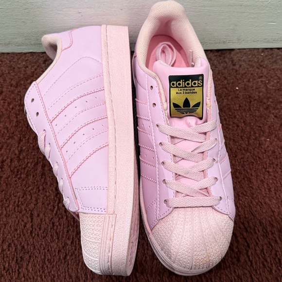 Adidas Superstar Light Pink and Gold Sneakers - Picture 3 of 7
